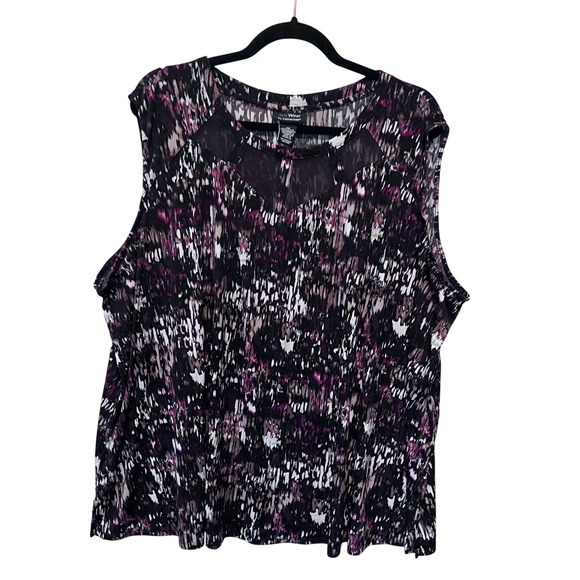 Any Wear by Catherines Tops - Any Wear by Catherines Plus Size 4X Abstract‎ Print Mesh Neck Sleeveless Blouse